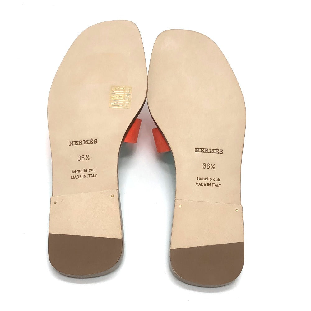 HERMES Sandals Leather / suede Orange H logo Oasis Women 36.5