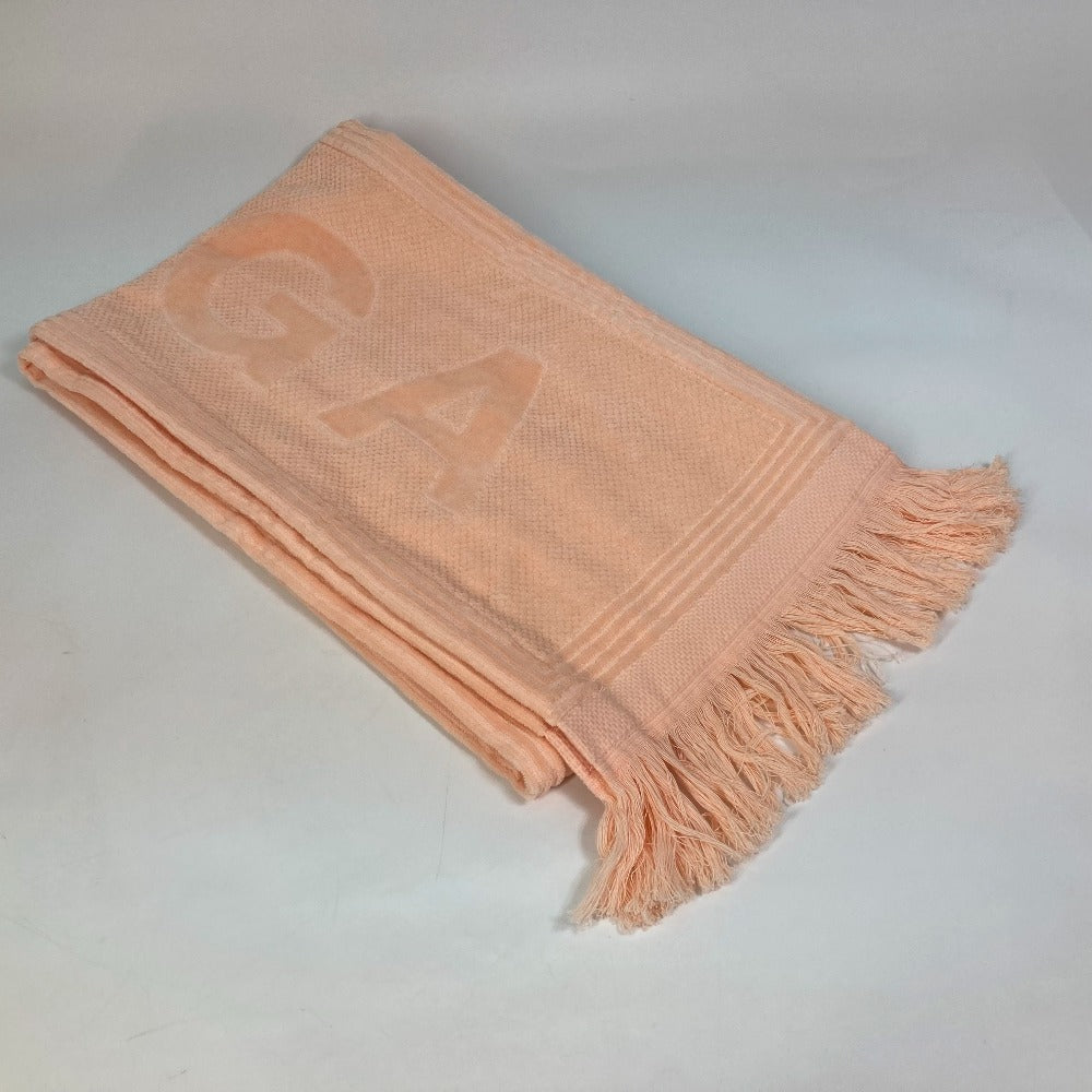 BALENCIAGA towel 535525 cotton Pink beige type logo sports towel/beach towel unisex(Unisex)