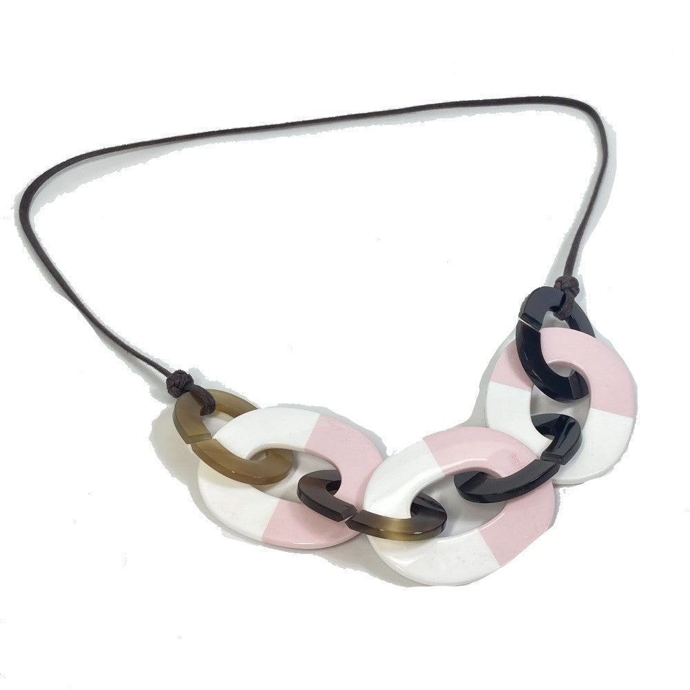 HERMES Necklace Buffalo horn pink Accessories Dip Die Necklace Women
