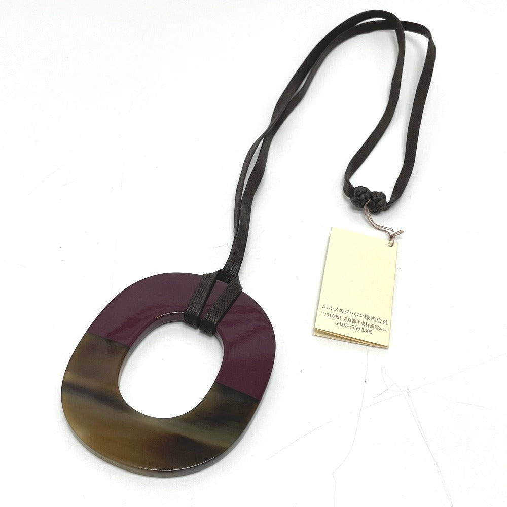 HERMES Necklace Buffalo horn Brown x Purple Women