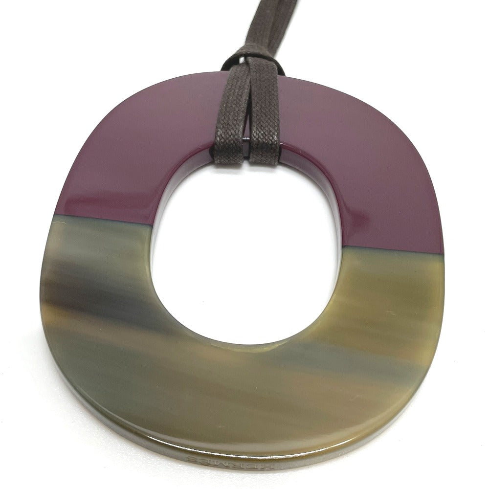 HERMES Necklace Buffalo horn Brown x Purple Women