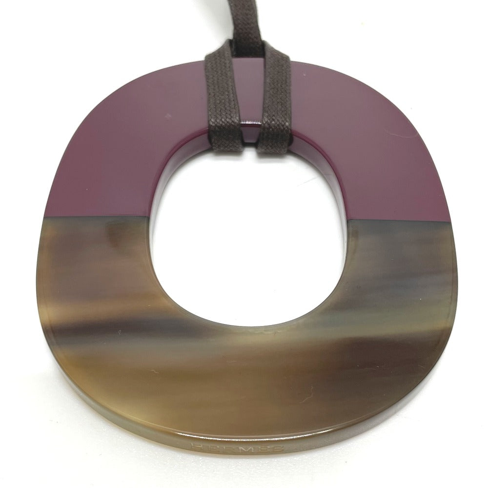 HERMES Necklace Buffalo horn Brown x Purple Women