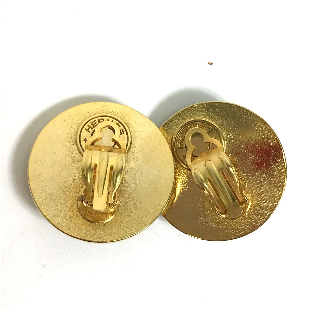 HERMES Earring Gold Plated Gold x Multicolor Round type Accessory Women