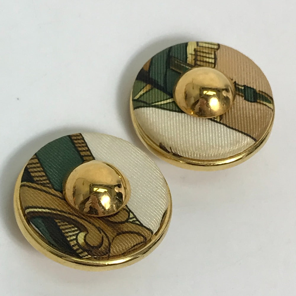 HERMES Earring Gold Plated Gold x Multicolor Round type Accessory Women