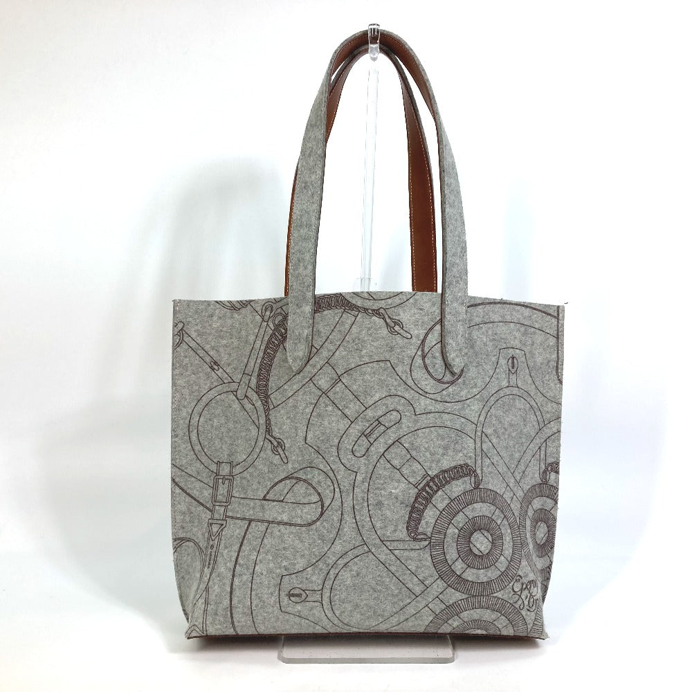 HERMES Tote Bag Felt, Leather gray Shoulder Bag Shoulder Bag Tote Bag Women