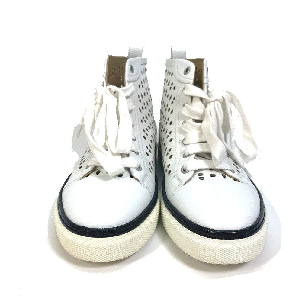 HERMES sneakers leather white punching High cut Women 37