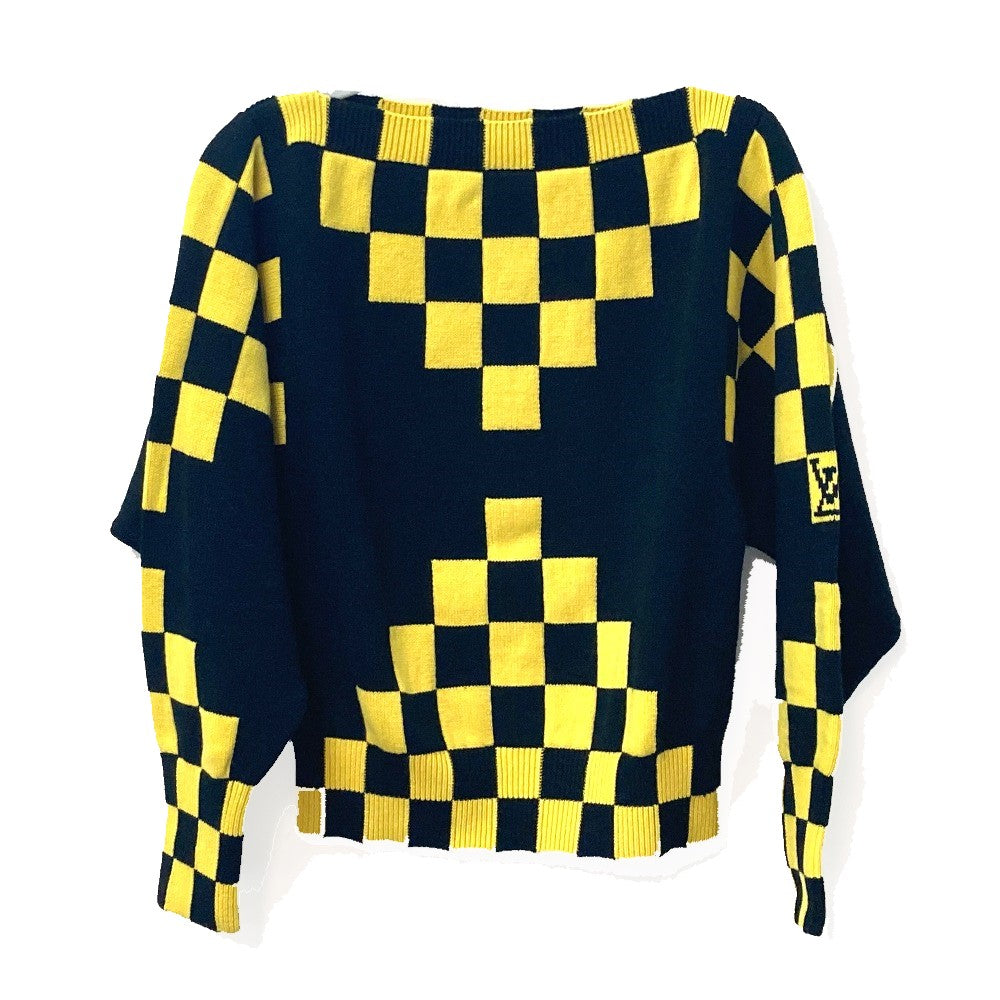 LOUIS VUITTON sweater Wool, Cashmere By color apparel checkerboard knit Women L