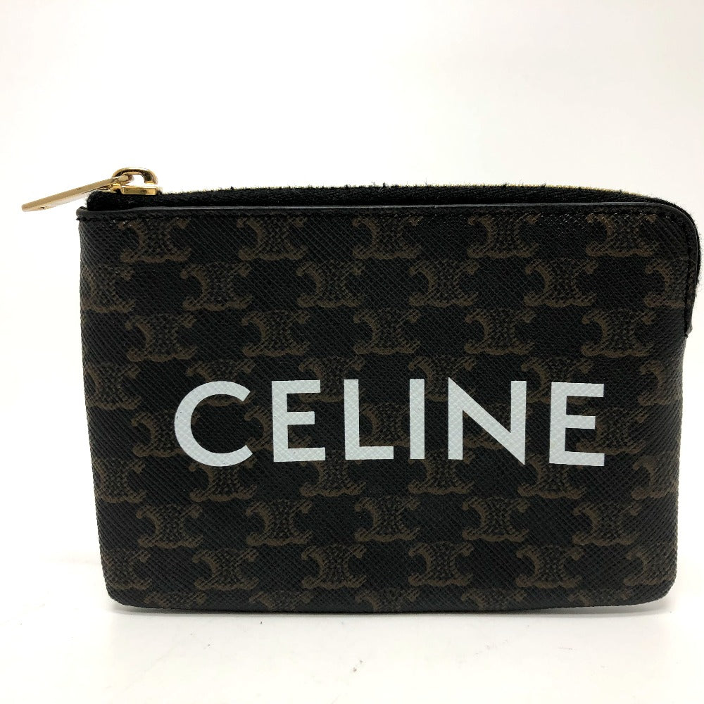 CELINE Coin case 10C662CA2 PVC / Leather Brown Triomphe Women(Unisex)