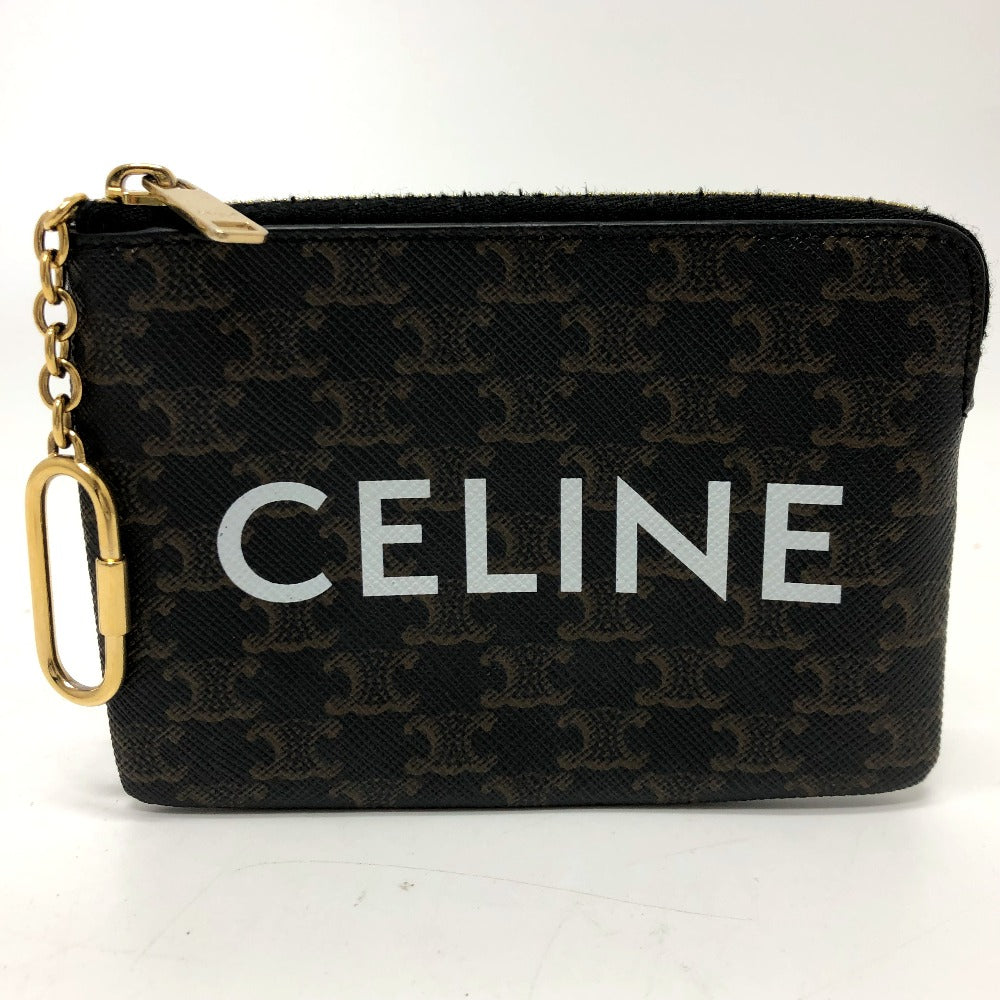 CELINE Coin case 10C662CA2 PVC / Leather Brown Triomphe Women(Unisex)