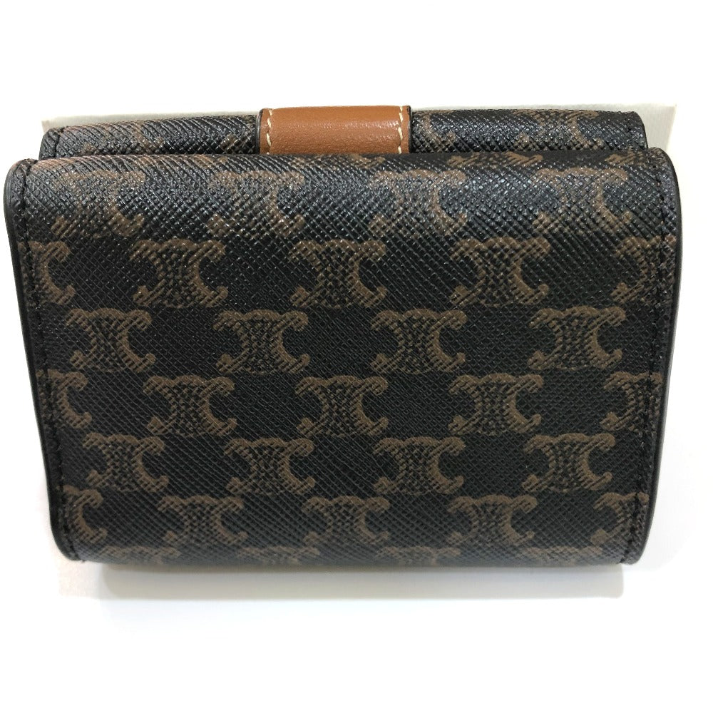 CELINE Trifold wallet PVC / Leather Brown Triomphe Small trifold Women
