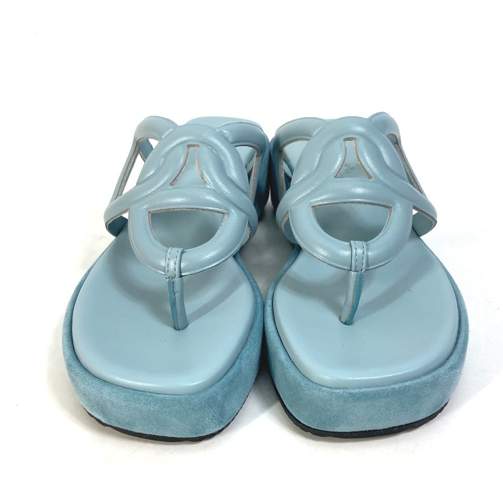 HERMES Sandals Suede, Leather Blue type Chene Dunkle Gypsy Vert D'or Women 35