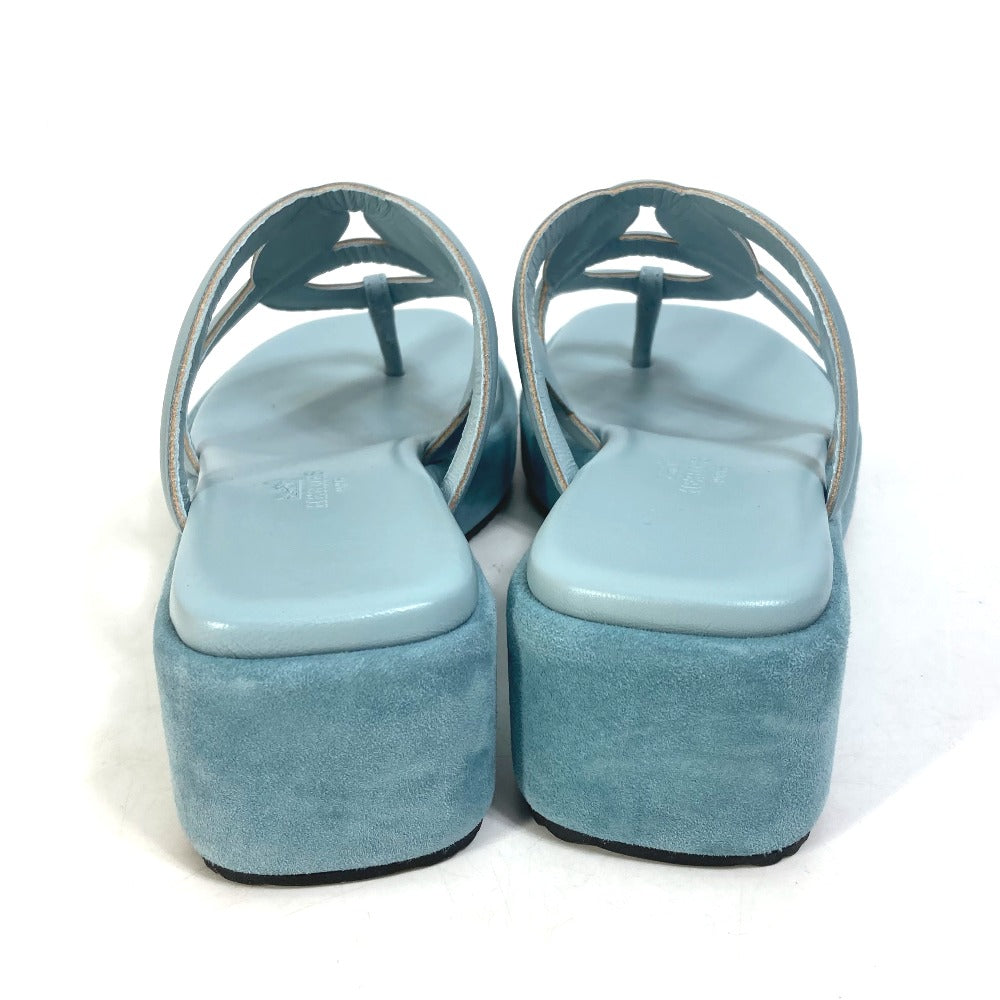 HERMES Sandals Suede, Leather Blue type Chene Dunkle Gypsy Vert D'or Women 35