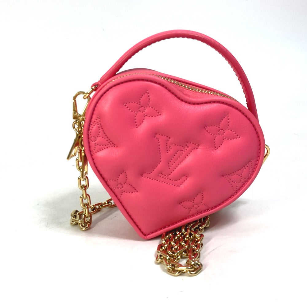 LOUIS VUITTON Shoulder Bag M81893 leather pink Monogram Bubblegram pop my heart pouch Women