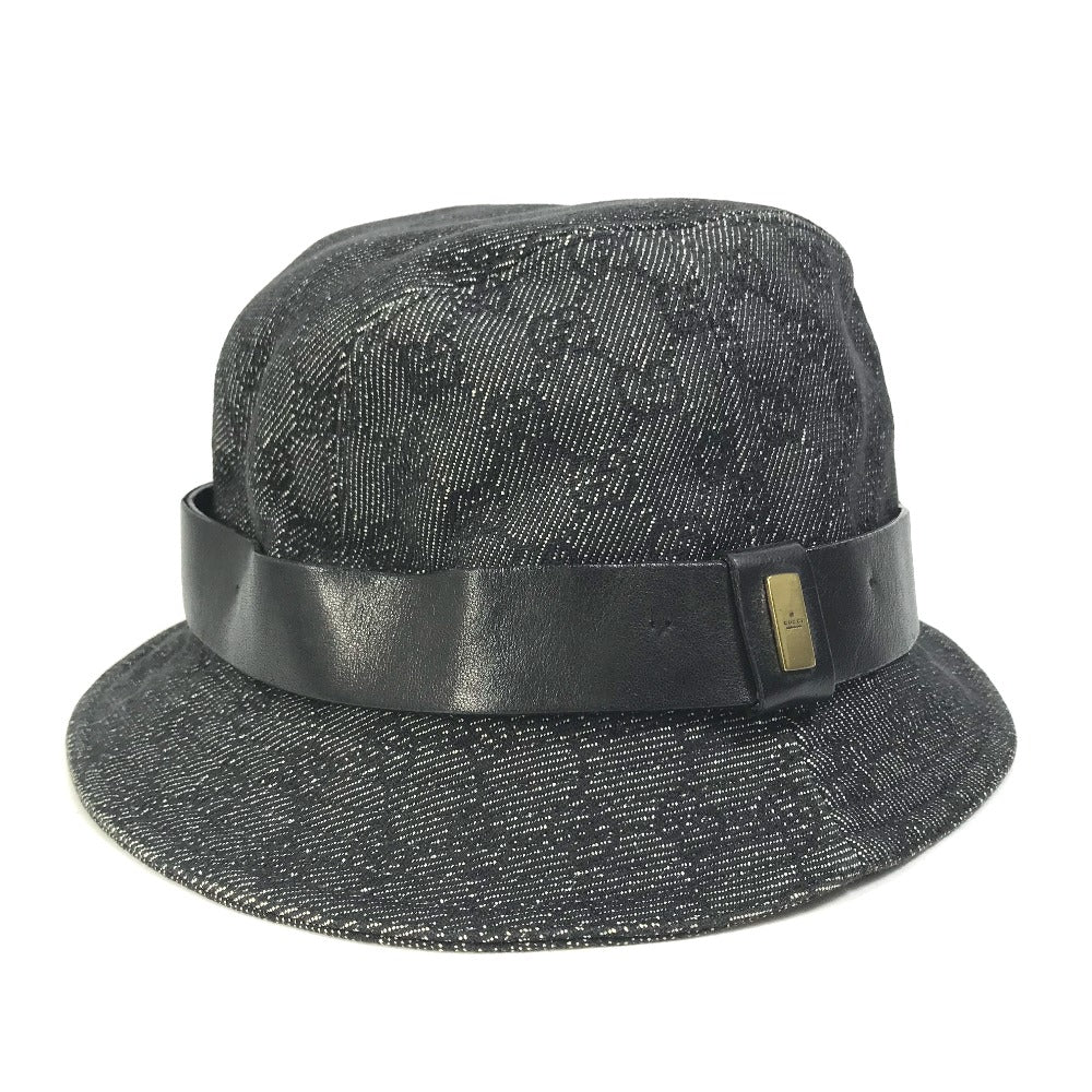 GUCCI hat GG canvas Black x gray GG denim XL