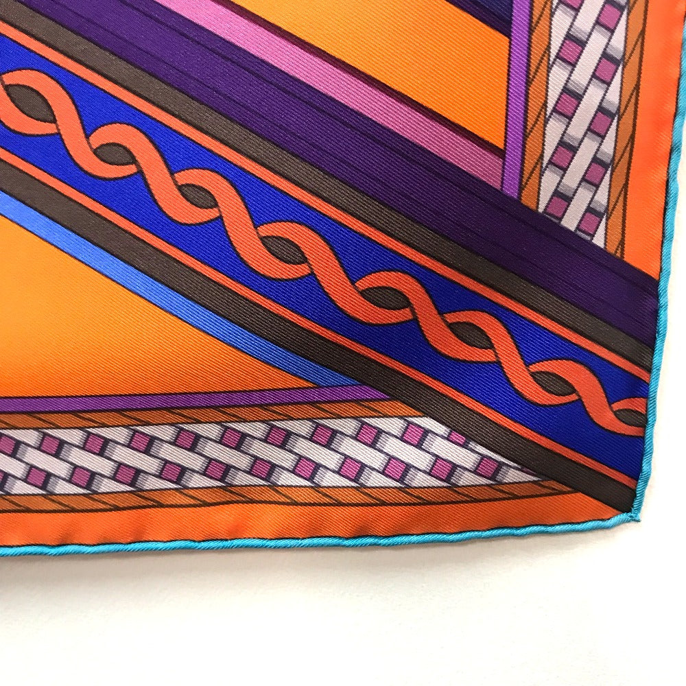 HERMES scarf silk orange x purple x blue Concours detriers Carre 90 Women