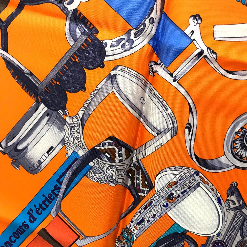 HERMES scarf silk orange x purple x blue Concours detriers Carre 90 Women