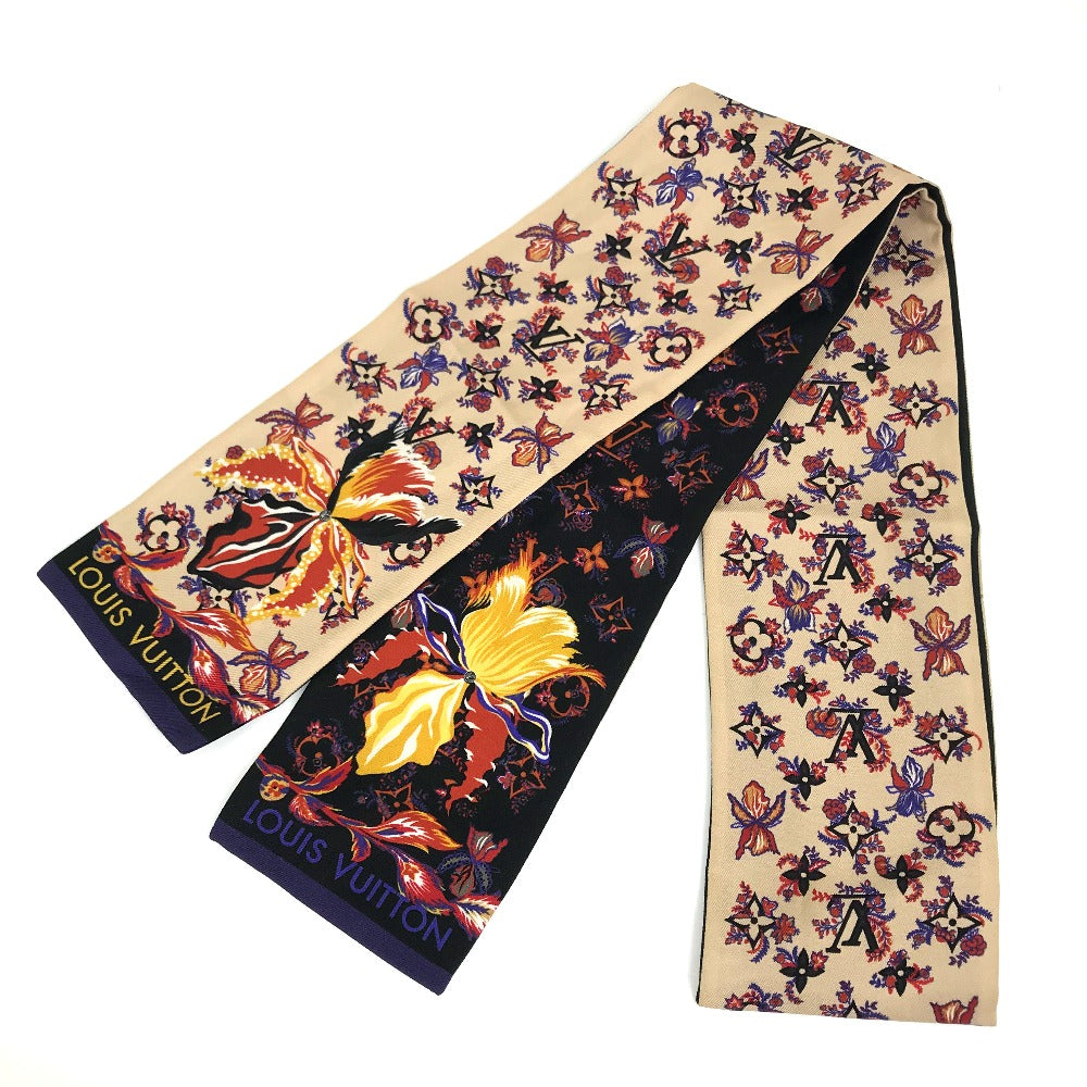 LOUIS VUITTON scarf M76433 silk Beige x black Monogram Bando Rendezvous Women