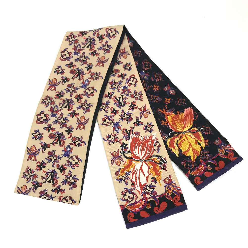 LOUIS VUITTON scarf M76433 silk Beige x black Monogram Bando Rendezvous Women