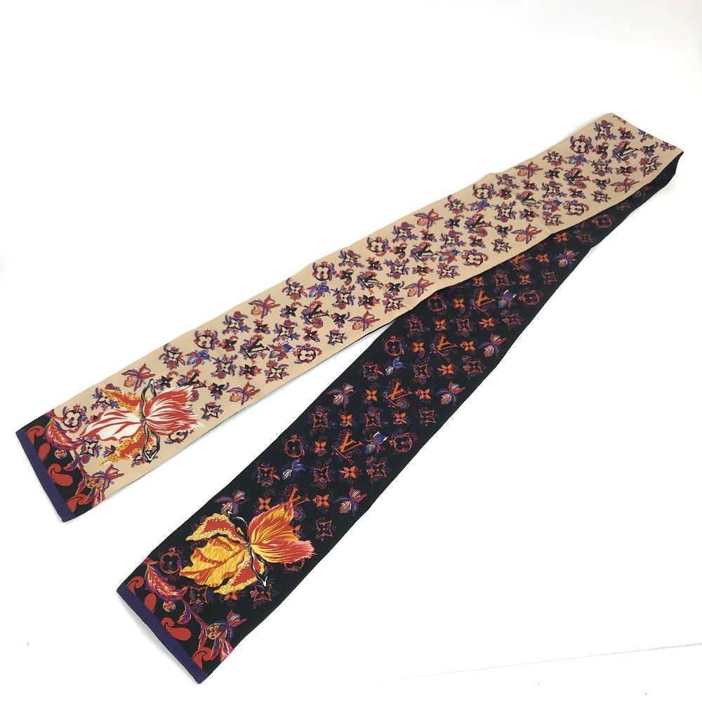 LOUIS VUITTON scarf M76433 silk Beige x black Monogram Bando Rendezvous Women