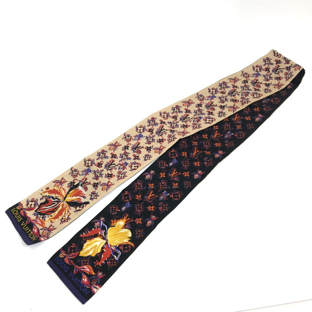 LOUIS VUITTON scarf M76433 silk Beige x black Monogram Bando Rendezvous Women