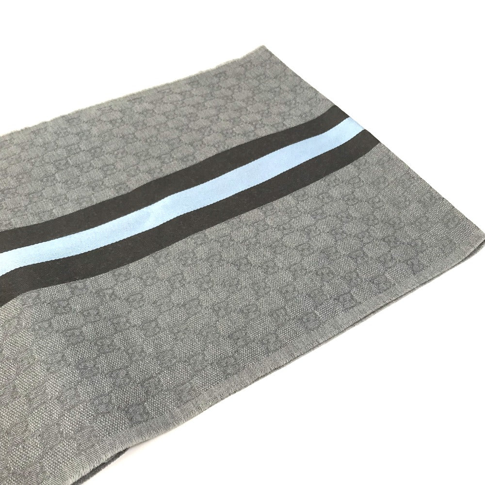 GUCCI Scarf 542984 Wool, Silk Gray x blue x black GG mens