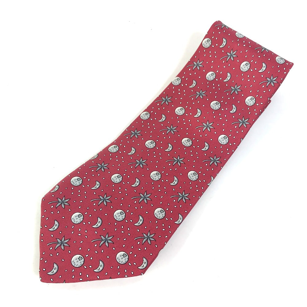 HERMES tie silk Bordeauxtype Moon Overall handle mens