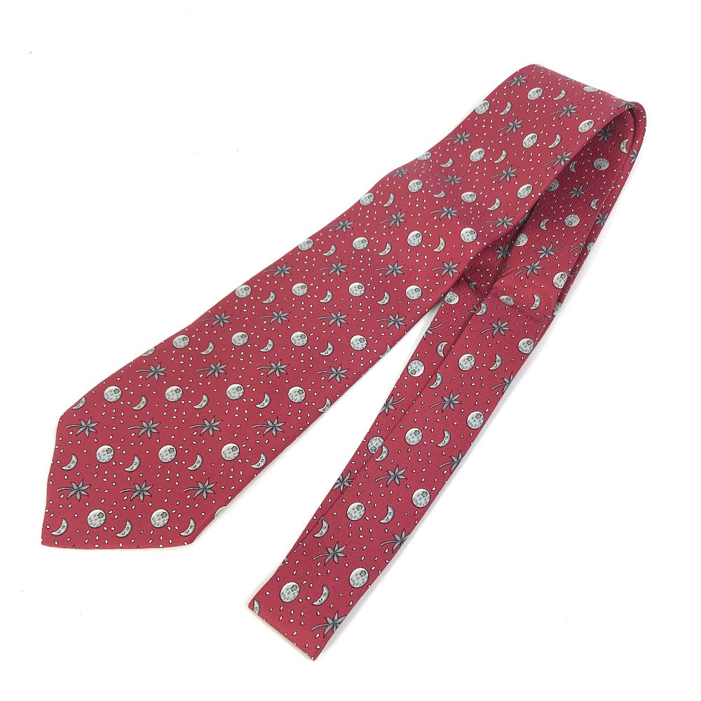 HERMES tie silk Bordeauxtype Moon Overall handle mens
