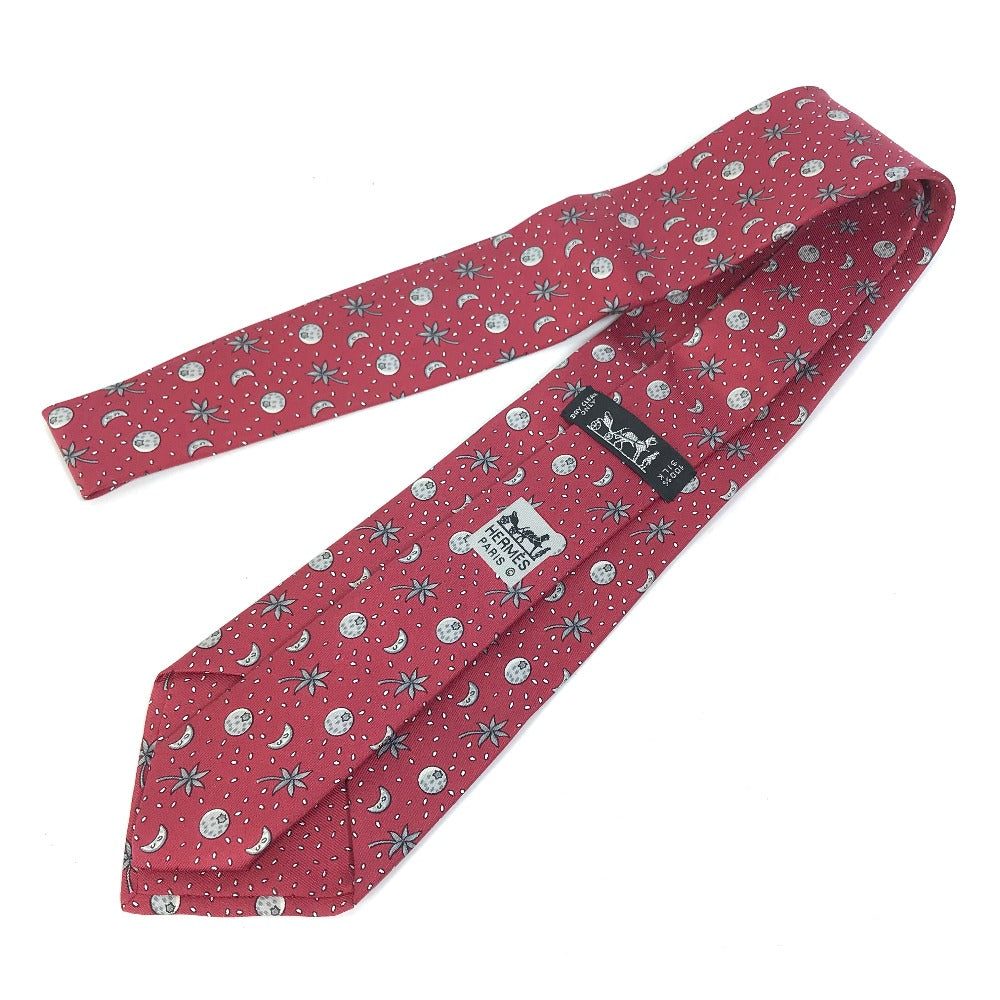 HERMES tie silk Bordeauxtype Moon Overall handle mens