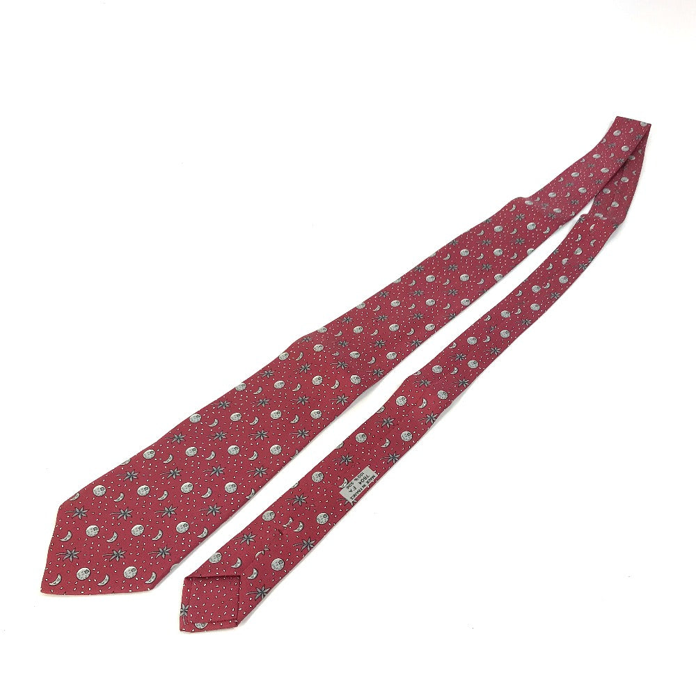 HERMES tie silk Bordeauxtype Moon Overall handle mens