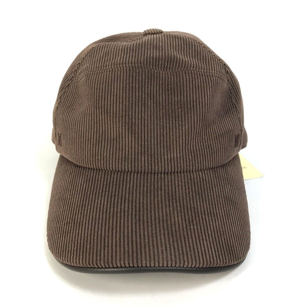 HERMES cap 072022N polyester Brown H logo Corduroy 57