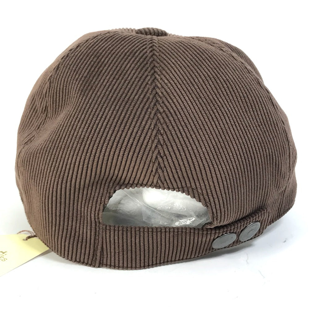 HERMES cap 072022N polyester Brown H logo Corduroy 57
