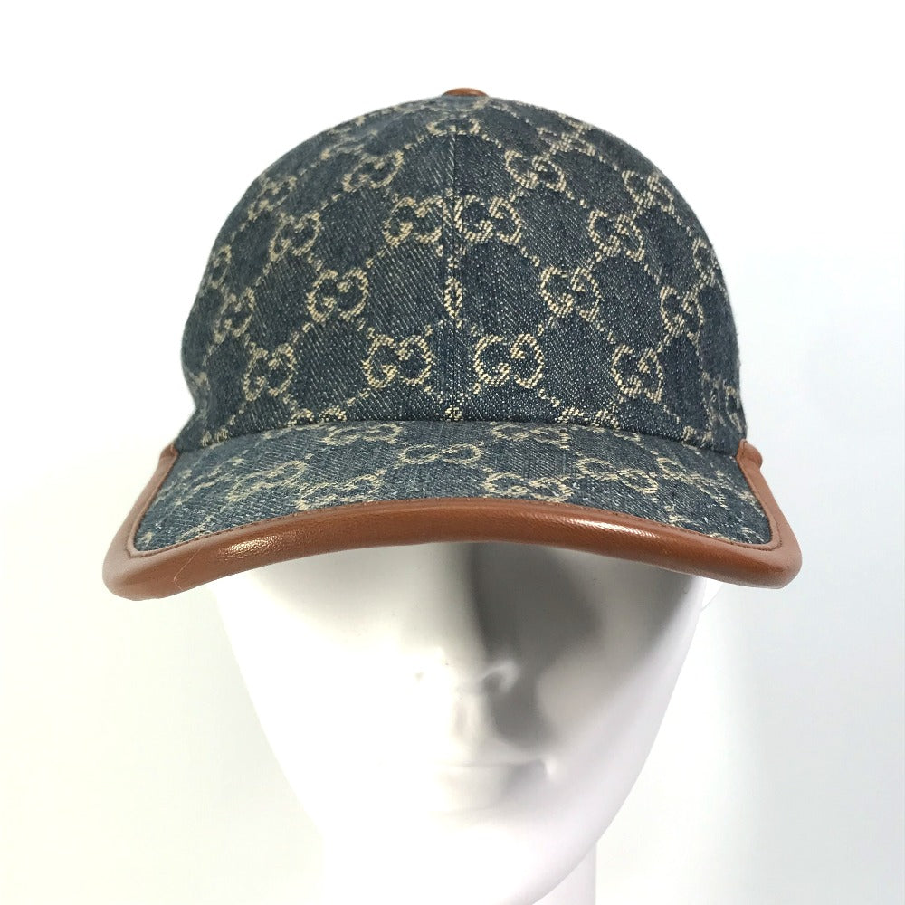 GUCCI cap 656206 GG canvas Navy denim GG logo M 58cm