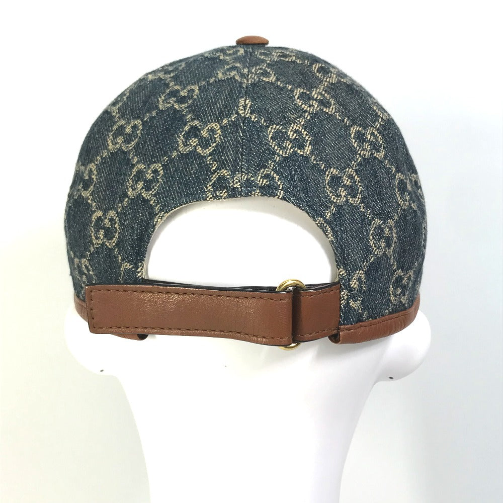 GUCCI cap 656206 GG canvas Navy denim GG logo M 58cm