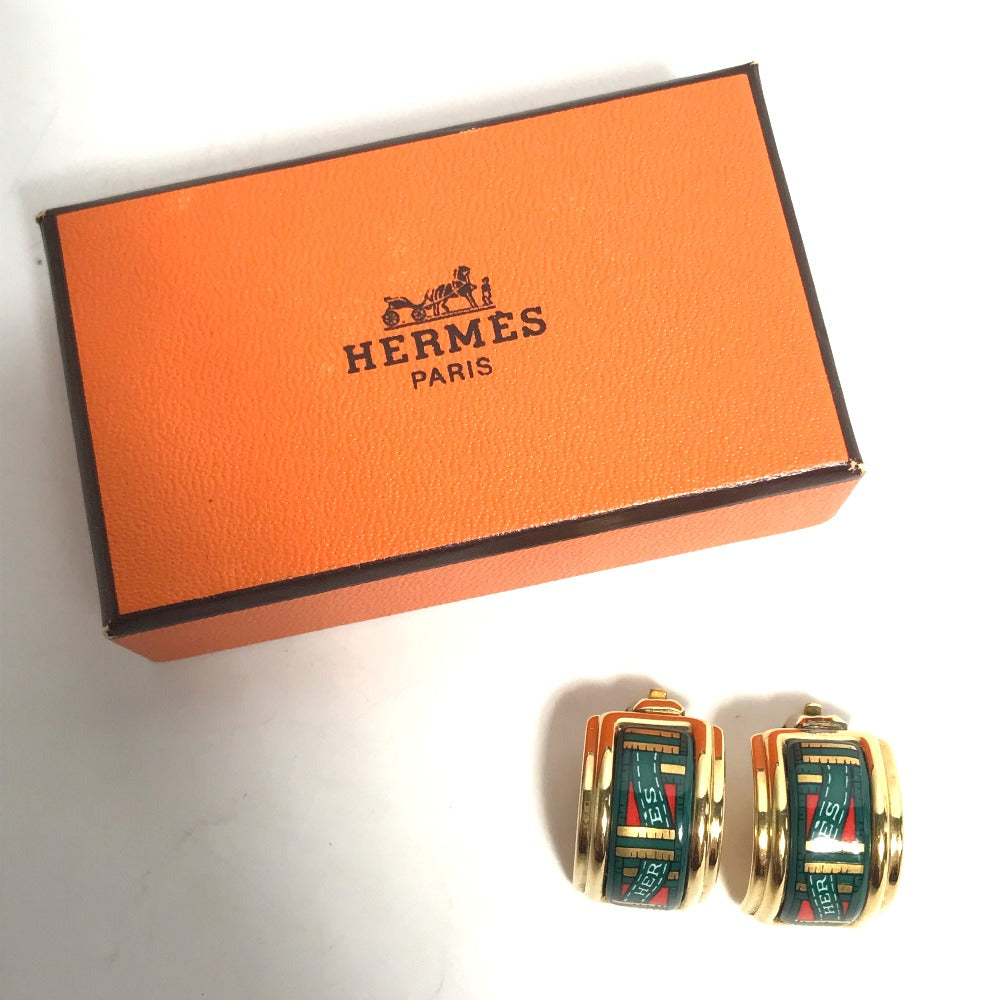 HERMES Earring Gold Plated green Accessories Emile Women