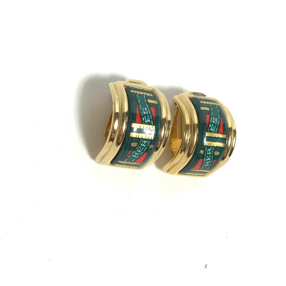 HERMES Earring Gold Plated green Accessories Emile Women