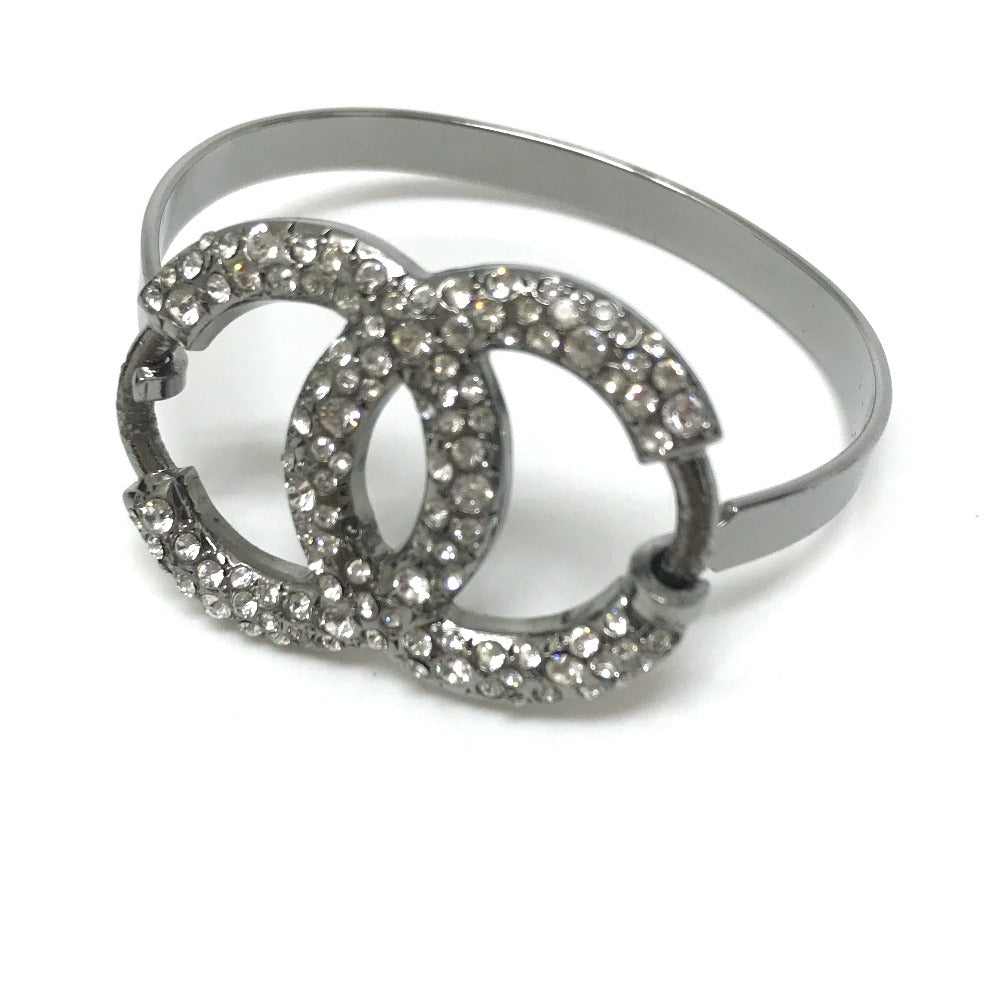 CHANEL bracelet Metal, Rhinestone Silver Accessories COCO Mark CC Rhinestone Women