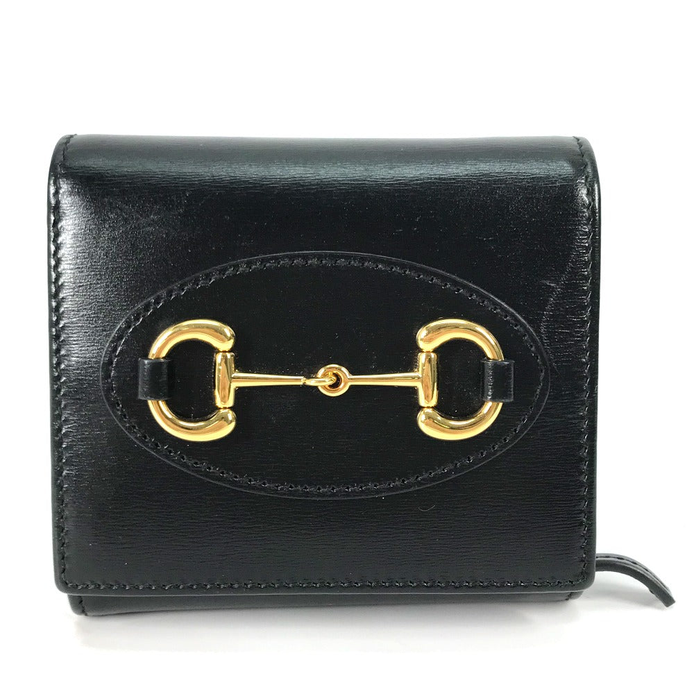 GUCCI Folded wallet 621891 leather black Horsebit Women