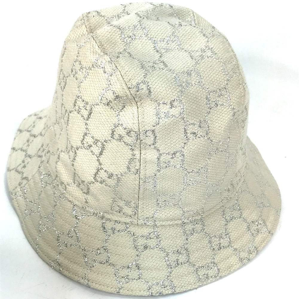 GUCCI hat 631951 cotton White type GG lame Bucket hat Women L/58