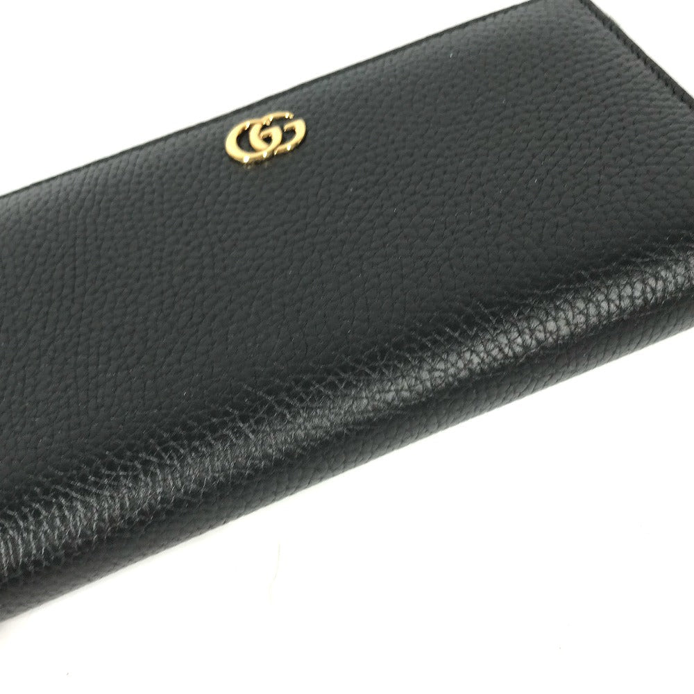 GUCCI Long Wallet Purse 739499 leather Navy GG Marmont Bamboo Zip Around Women