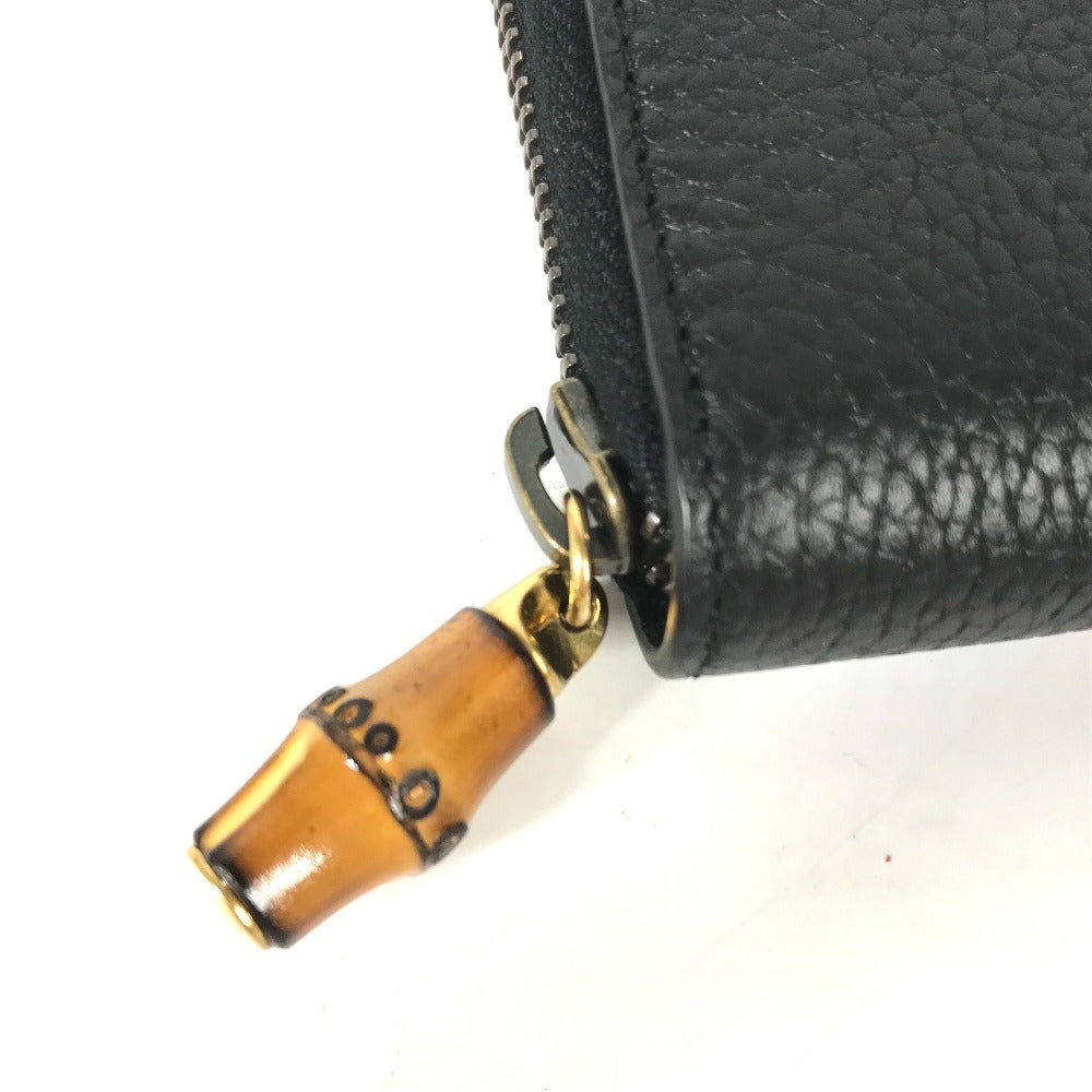 GUCCI Long Wallet Purse 739499 leather Navy GG Marmont Bamboo Zip Around Women