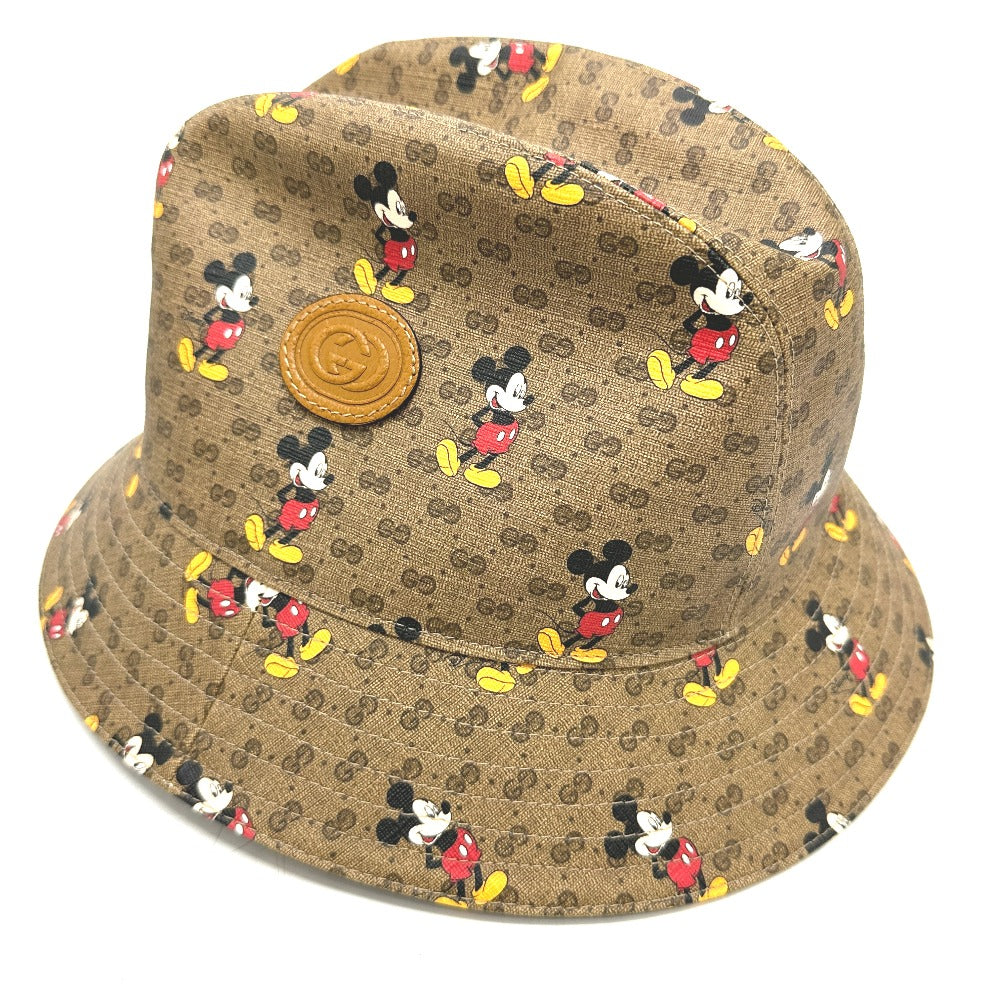 GUCCI hat 602978 GG Supreme Canvas Brown Mini GG DISNEY Mickey Mouse unisex(Unisex) L