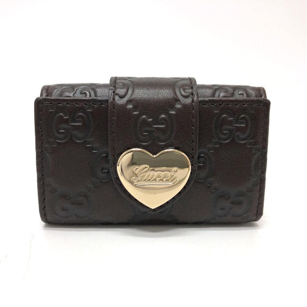 GUCCI Key case Key holder  203551 leather Brown GG Heart plate Women