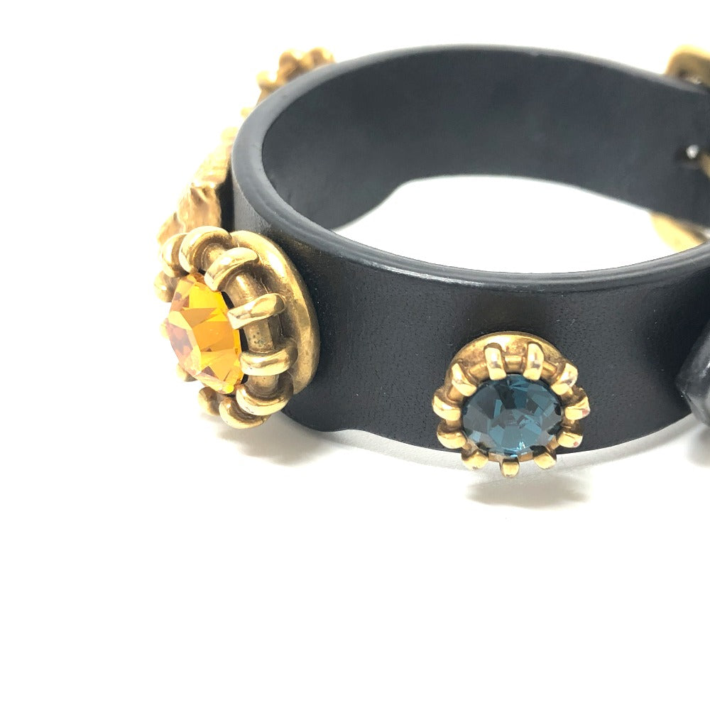 GUCCI bracelet leather black Taiga head mens