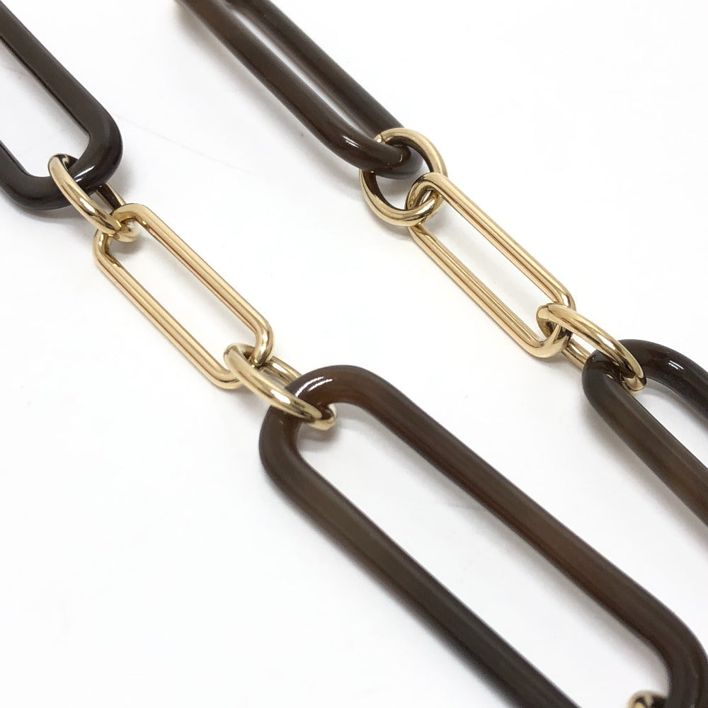 HERMES Necklace Gold Plated, Buffalo Leather Brown Amulet Padlock GM Women