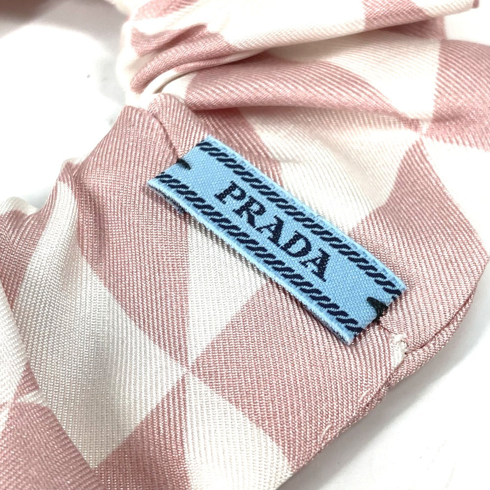 PRADA hair accessory 1IF015 silk pink Triangle logo plate Hair rubber Women