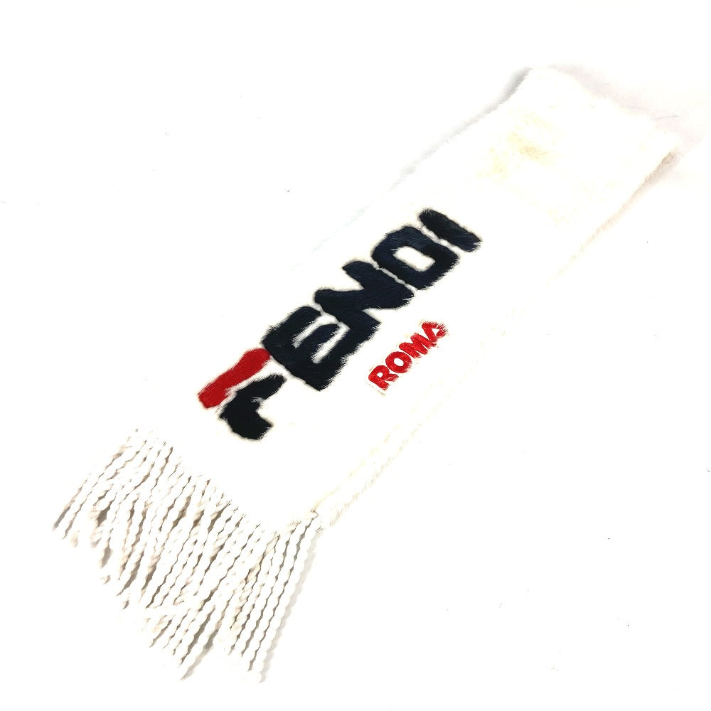 FENDI Scarf FNG477 fur white FILA collaboration logo Women