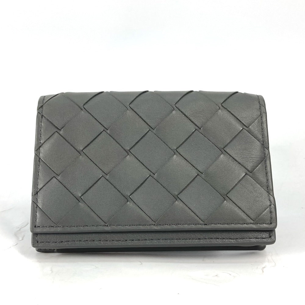 BOTTEGAVENETA Card Case 605720 leather gray Bifold Wallet INTRECCIATO mens