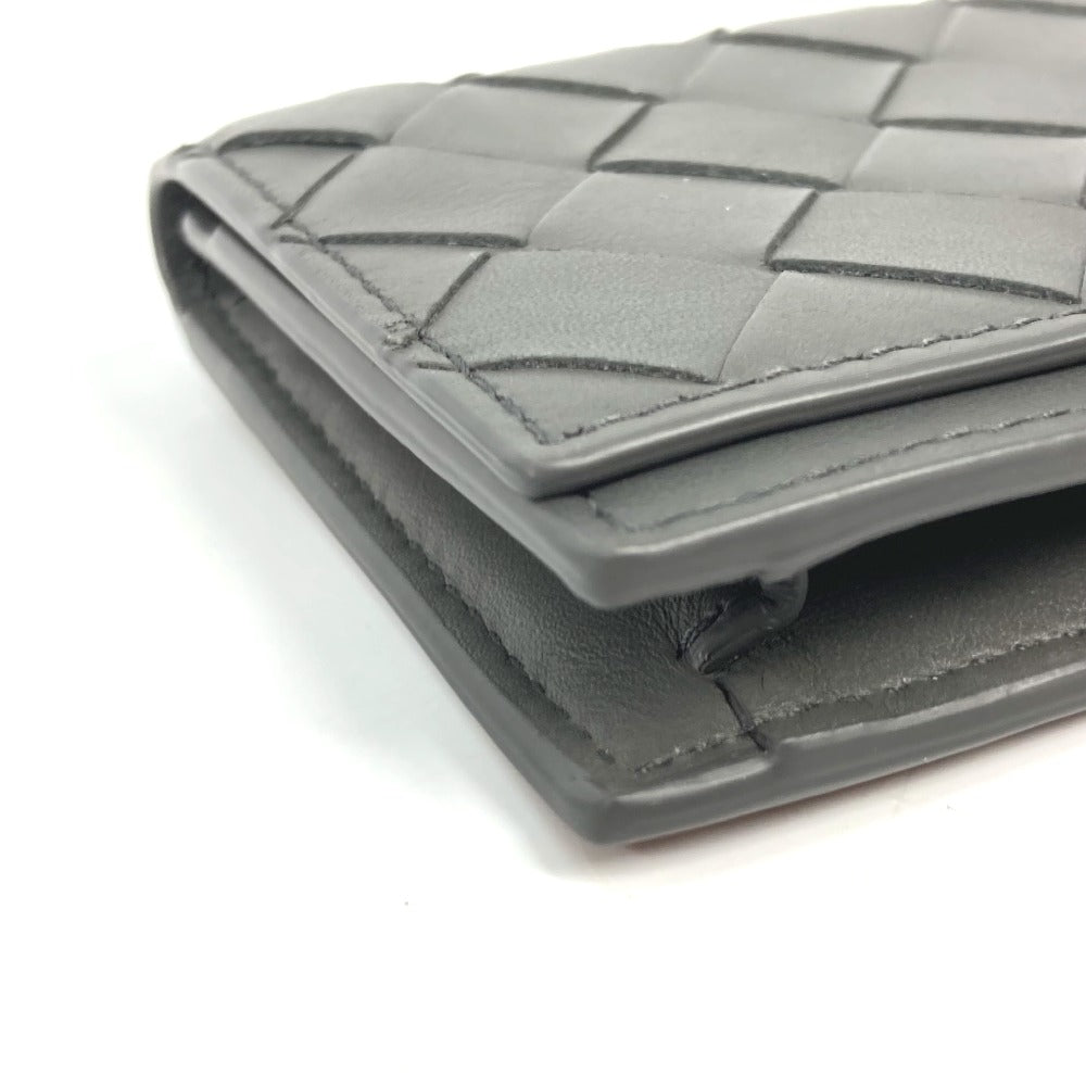 BOTTEGAVENETA Card Case 605720 leather gray Bifold Wallet INTRECCIATO mens