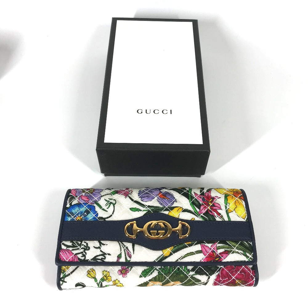 GUCCI Long Wallet Purse 536352 canvas multicolor Flora Floral Flower GG Continental wallet Women