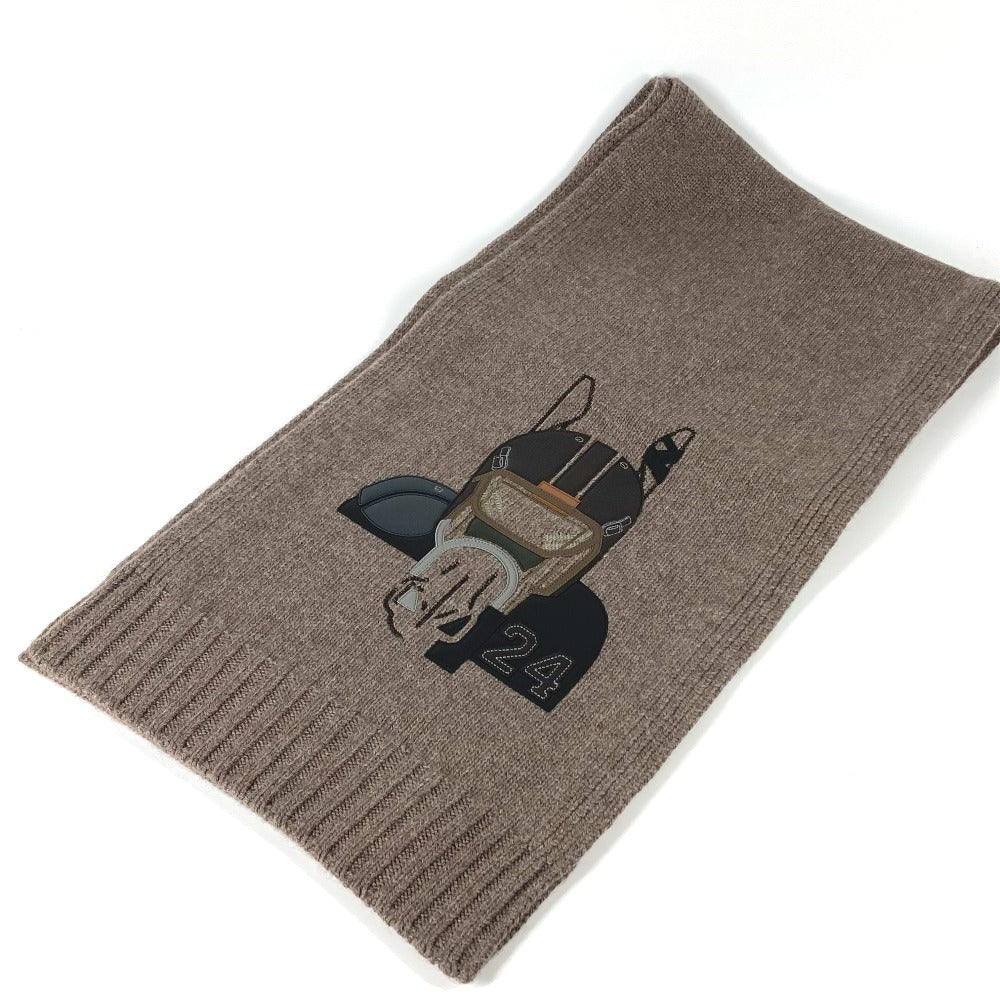 HERMES Scarf H393972T 03 Cashmere, Silk Brown Leather patch quarter bash mens